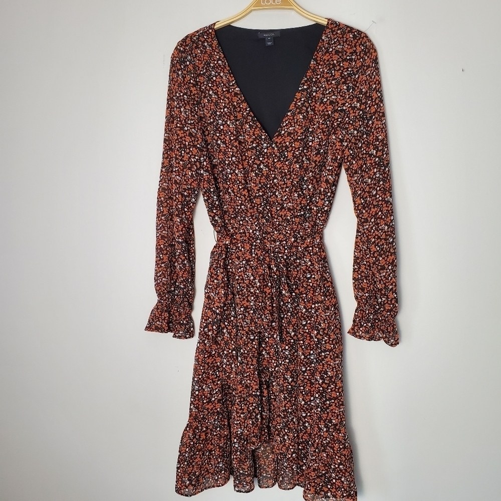 RW&Co Long Sleeve Printed Chiffon High-Low Dress - Picture 5 of 12